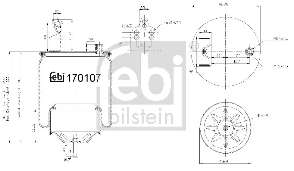 Mech, pneumatické odpružení FEBI BILSTEIN 170107 Mech, pneumatické odpružení FEBI BILSTEIN 170107