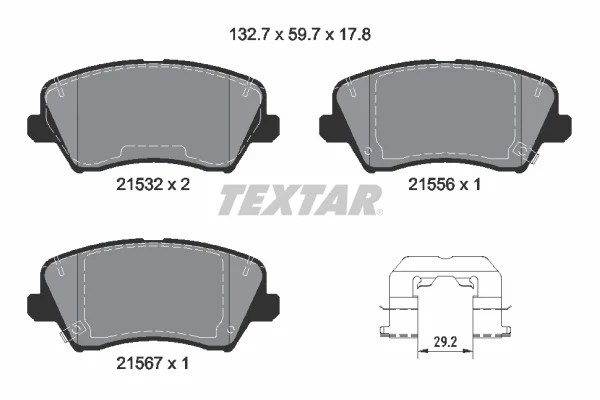 Sada brzdových destiček, kotoučová brzda TEXTAR 2153201 Sada brzdových destiček, kotoučová brzda TEXTAR 2153201