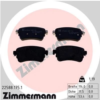 Sada brzdových destiček, kotoučová brzda ZIMMERMANN 22588.175.1