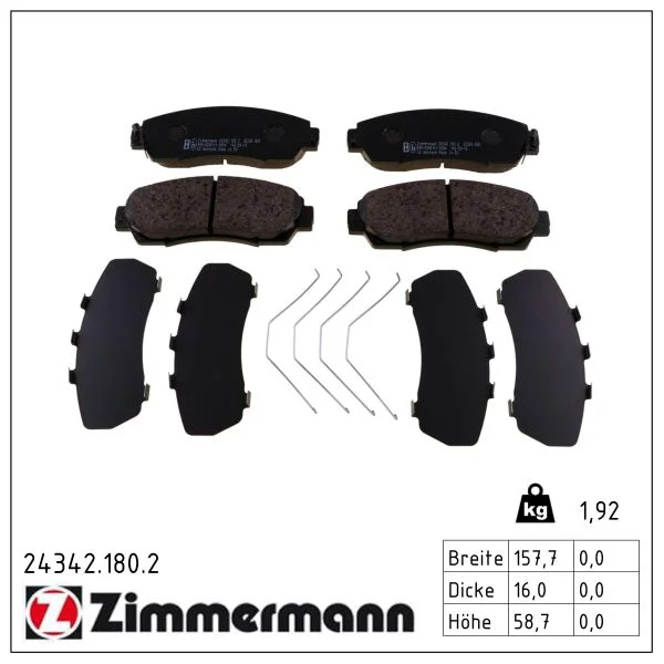 Sada brzdových destiček, kotoučová brzda ZIMMERMANN 24342.180.2