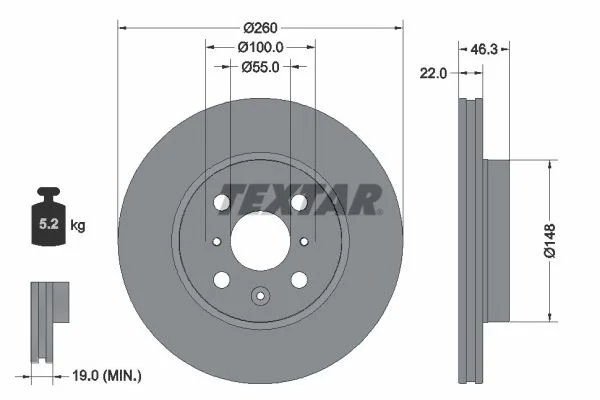 Brzdový kotouč TEXTAR 92346103 – OE 435120H030