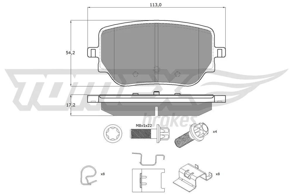 Sada brzdových destiček, kotoučová brzda Tomex Brakes TX19-49