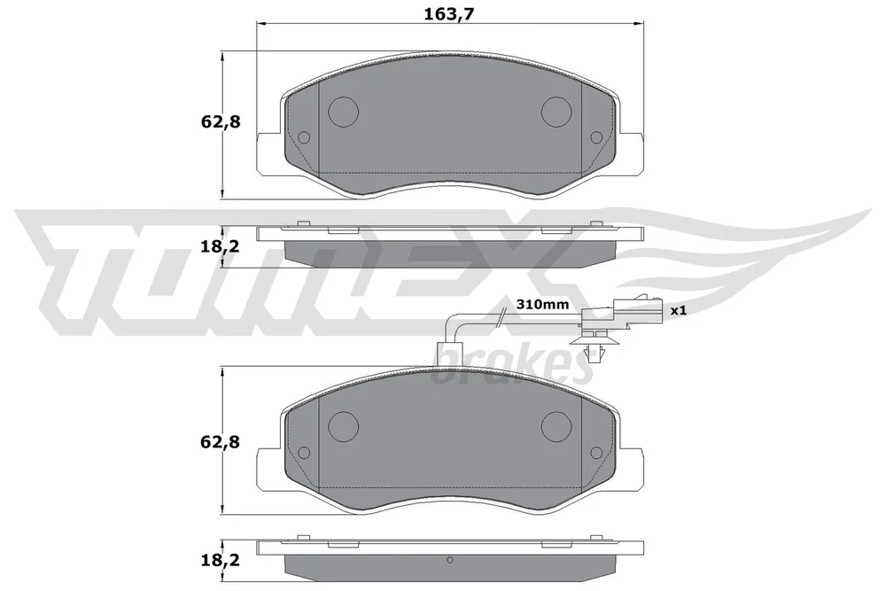Sada brzdových destiček, kotoučová brzda Tomex Brakes TX16-49