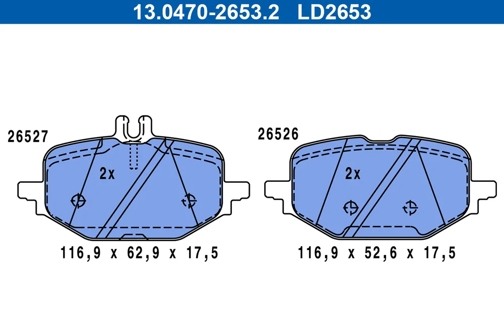 Sada brzdových destiček, kotoučová brzda ATE 13.0470-2653.2
