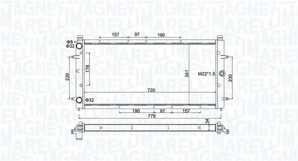 Chladič, chlazení motoru MAGNETI MARELLI 350213174600 Chladič, chlazení motoru MAGNETI MARELLI 350213174600