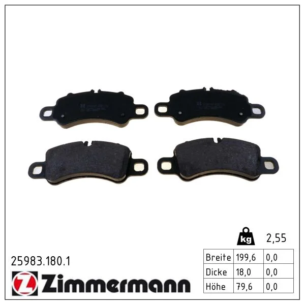 Sada brzdových destiček, kotoučová brzda ZIMMERMANN 25983.180.1