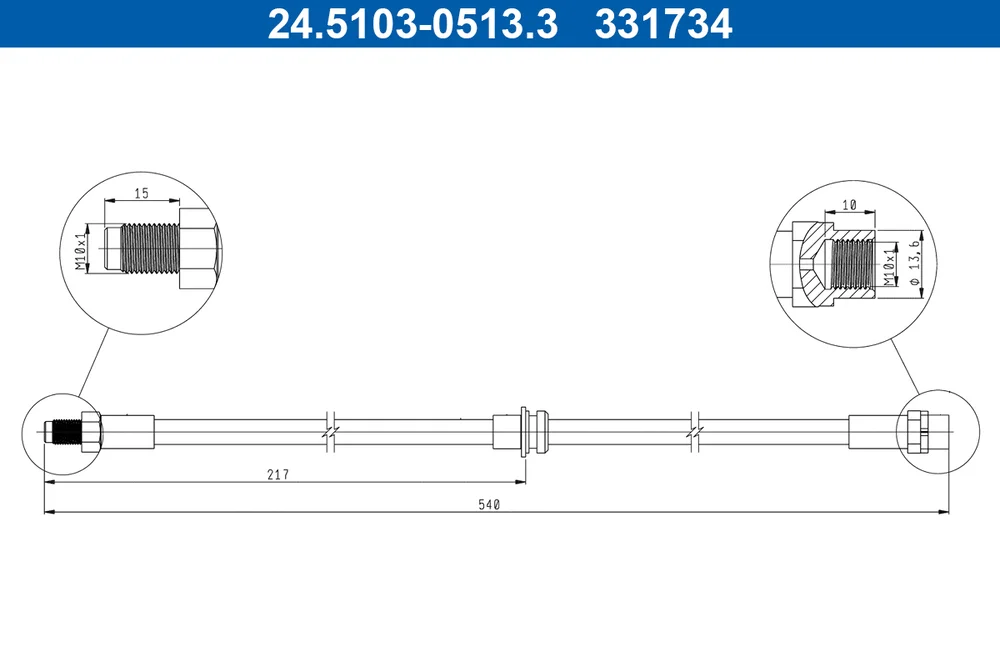 Brzdová hadice ATE 24.5103-0513.3 – OE 34303411444