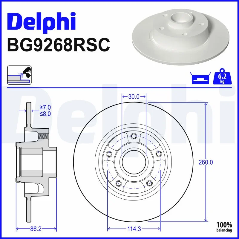 Brzdový kotouč DELPHI BG9268RSC