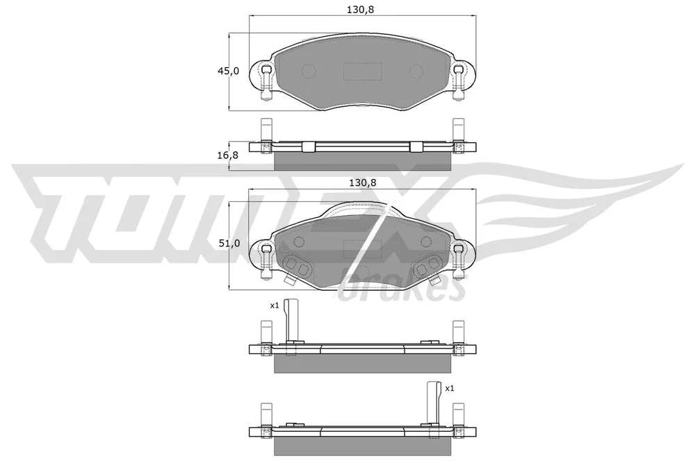 Sada brzdových destiček, kotoučová brzda Tomex Brakes TX13-89