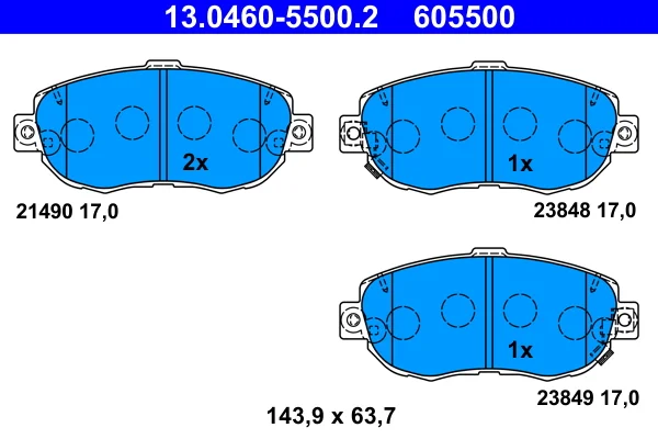 Sada brzdových destiček, kotoučová brzda ATE 13.0460-5500.2 Sada brzdových destiček, kotoučová brzda ATE 13.0460-5500.2