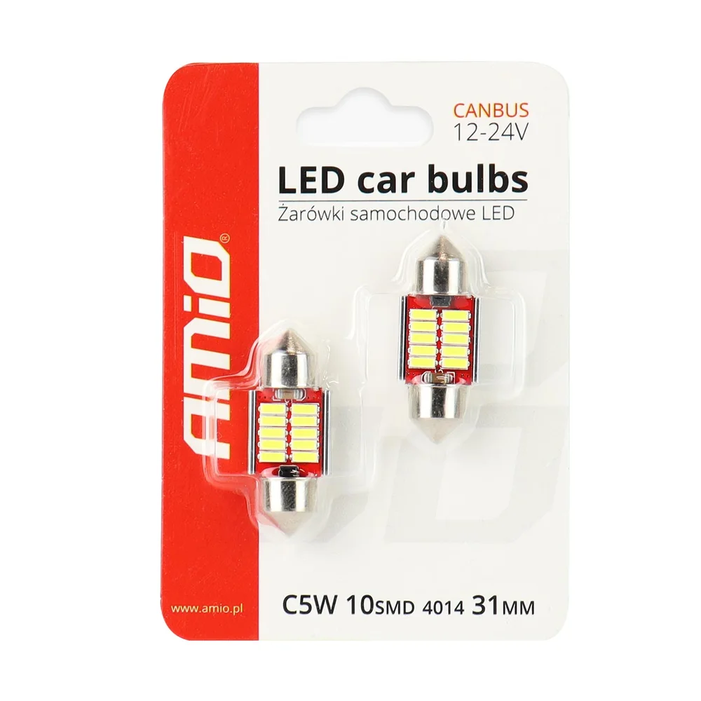 ZAROWKA LED 12-24V C5W C10W 31MM 10XSMD AMIO 01288 - Obrázek 3