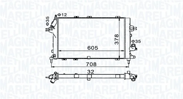 Chladič, chlazení motoru MAGNETI MARELLI 350213153400 Chladič, chlazení motoru MAGNETI MARELLI 350213153400