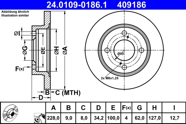 Brzdový kotouč ATE 24.0109-0186.1