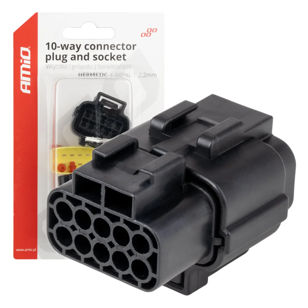 Sada elektrických konektorů vodotěsných 10 PIN 2,2 mm AMiO-04351