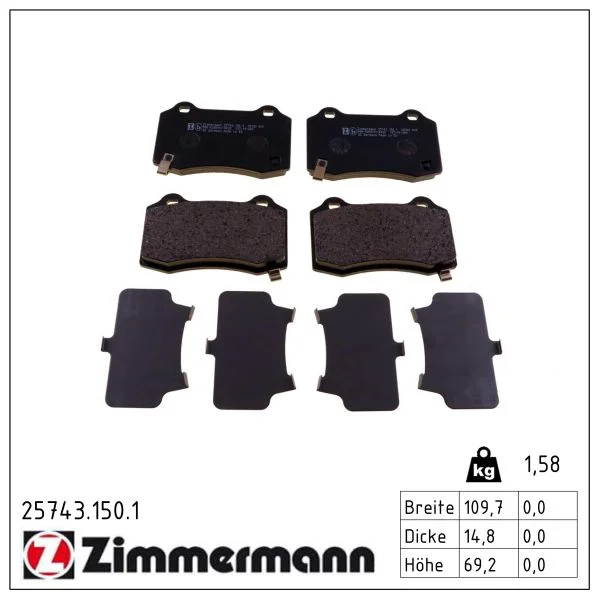 Sada brzdových destiček, kotoučová brzda ZIMMERMANN 25743.150.1