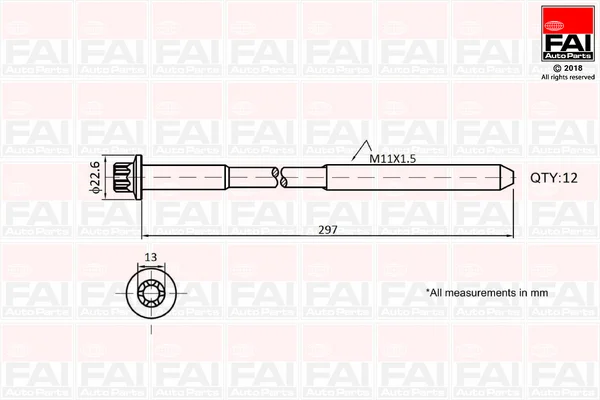 Sada šroubů hlavy válce FAI AutoParts B1137 – OE ERR5384