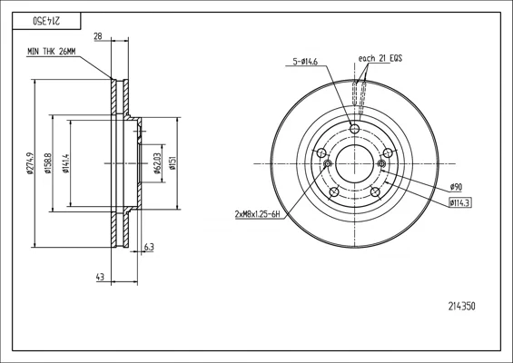 BRZ.KOTOUČ /P/CAMRY 3.0 91- 275/28/26 HART 214350 BRZ.KOTOUČ /P/CAMRY 3.0 91- 275/28/26 HART 214350