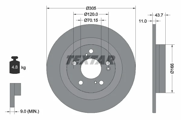 Brzdový kotouč TEXTAR 92308403 – OE 42510TGHA00