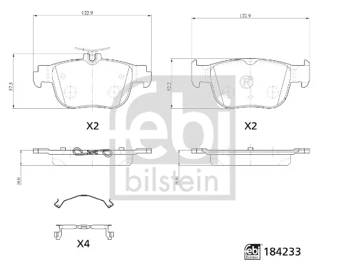 Sada brzdových destiček, kotoučová brzda FEBI BILSTEIN 184233