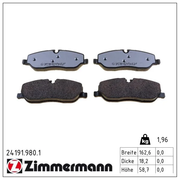 Sada brzdových destiček, kotoučová brzda ZIMMERMANN 24191.980.1