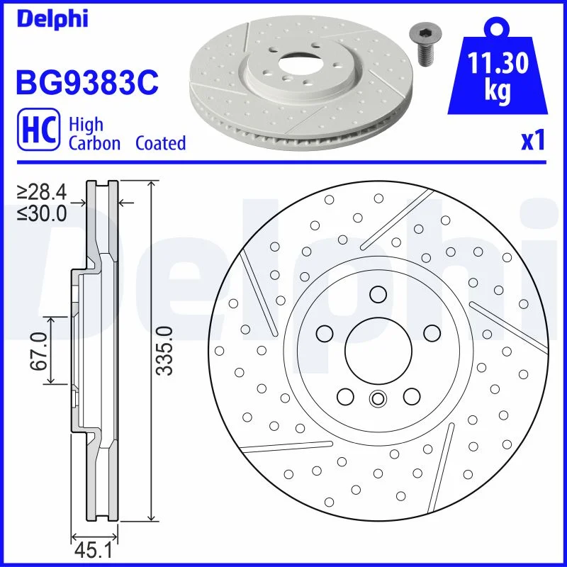 Brzdový kotouč DELPHI BG9383C – OE 34106864133