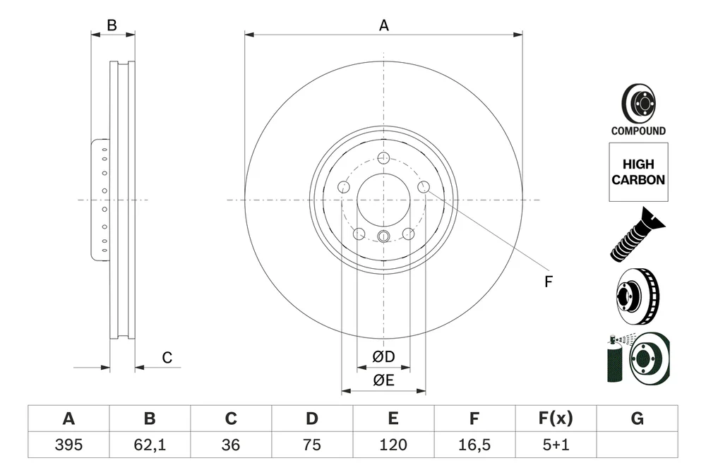 Brzdový kotouč BOSCH 0986479E83 – OE 34116789069