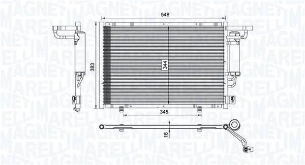 Kondenzátor, klimatizace MAGNETI MARELLI 350203100600 Kondenzátor, klimatizace MAGNETI MARELLI 350203100600