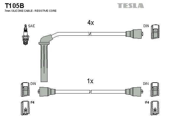 Sada kabelů pro zapalování TESLA T105B Sada kabelů pro zapalování TESLA T105B