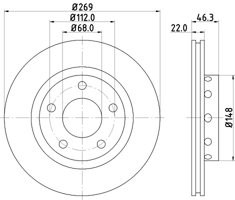 Brzdový kotouč HELLA 8DD355127-431 – OE 4D0615601B
