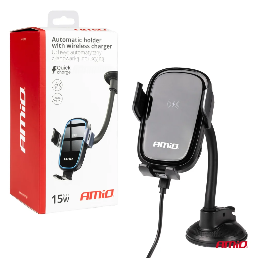 Automatický držák telefonu s bezdrátovým indukčním nabíjením 15W AMIO-03780 - Obrázek 3